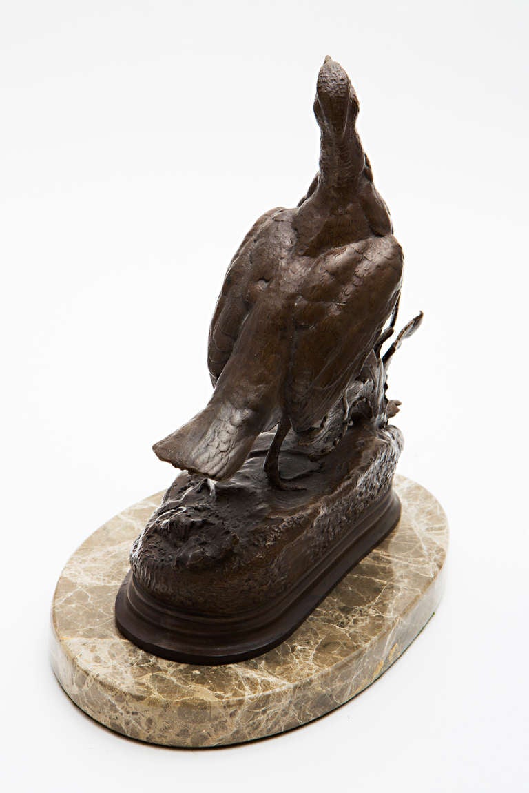 Signed Bronze Bird on Marble Stand 3