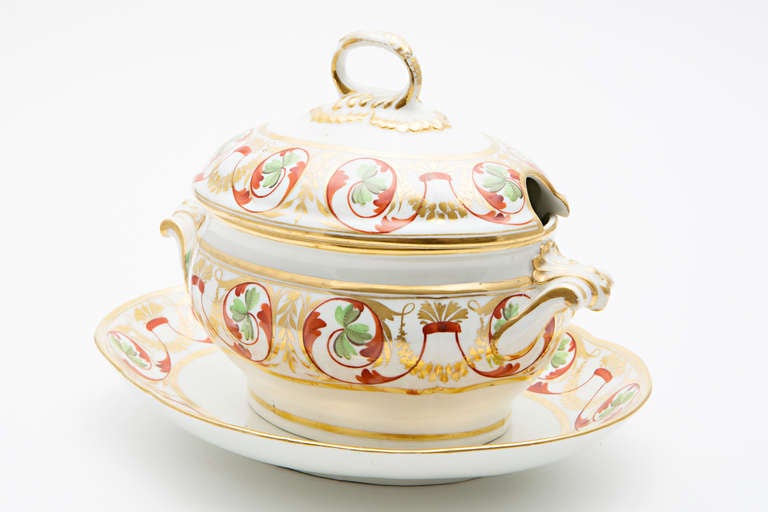 Set of Four Derby Dishes with Two Bowls, Platter and Tureen with Underplate