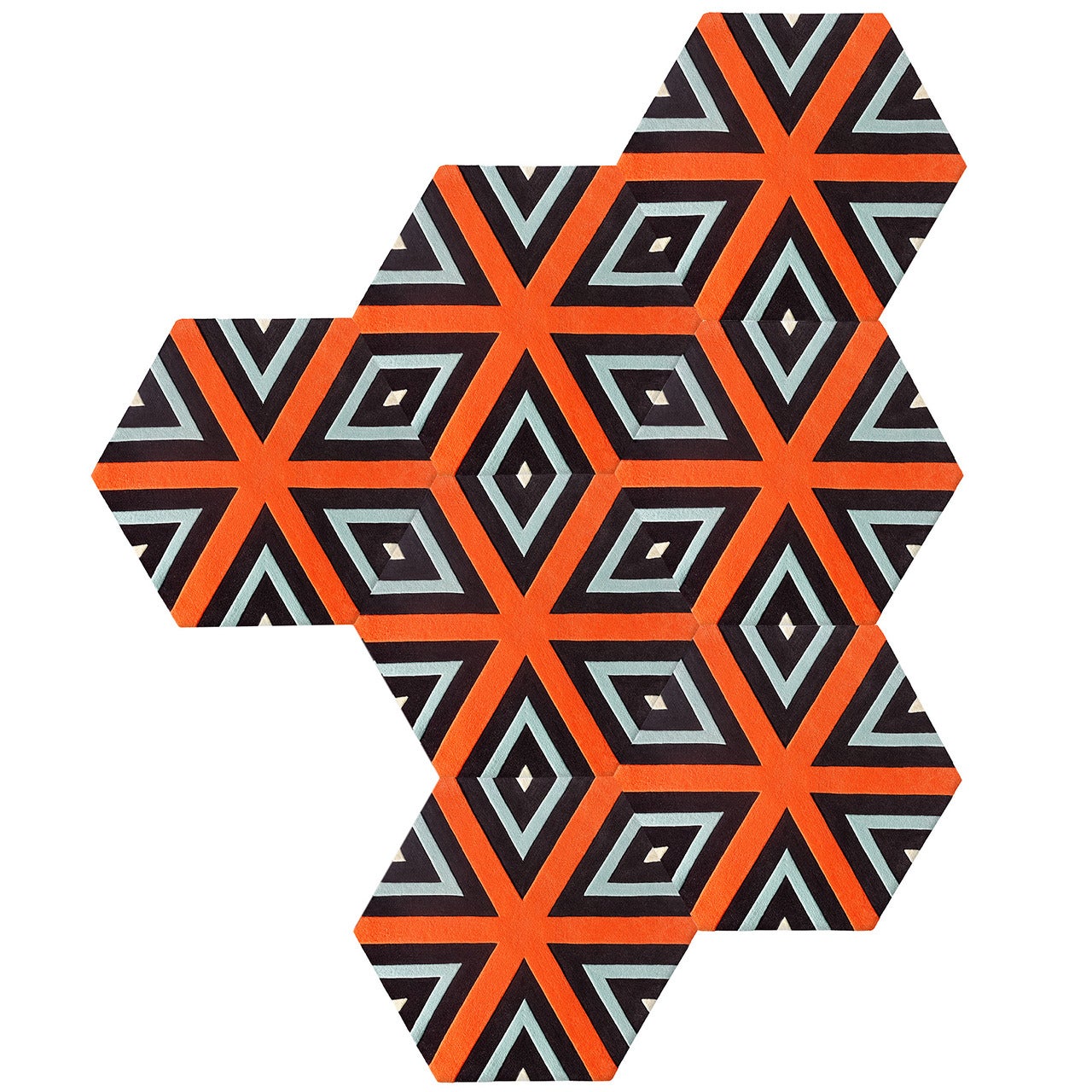 Kinder MODERN Cubist Deconstructed Hexagon Rug For Sale
