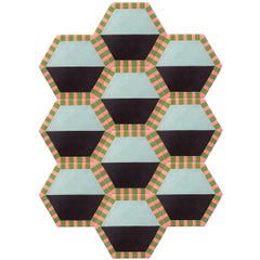 Kinder MODERN Extended Honeycomb Hexagon Rug in 100% New Zealand Wool