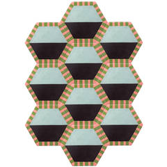 Kinder GROUND Extended Honeycomb Modular Hexagon Rug in 100% New Zealand Wool 2