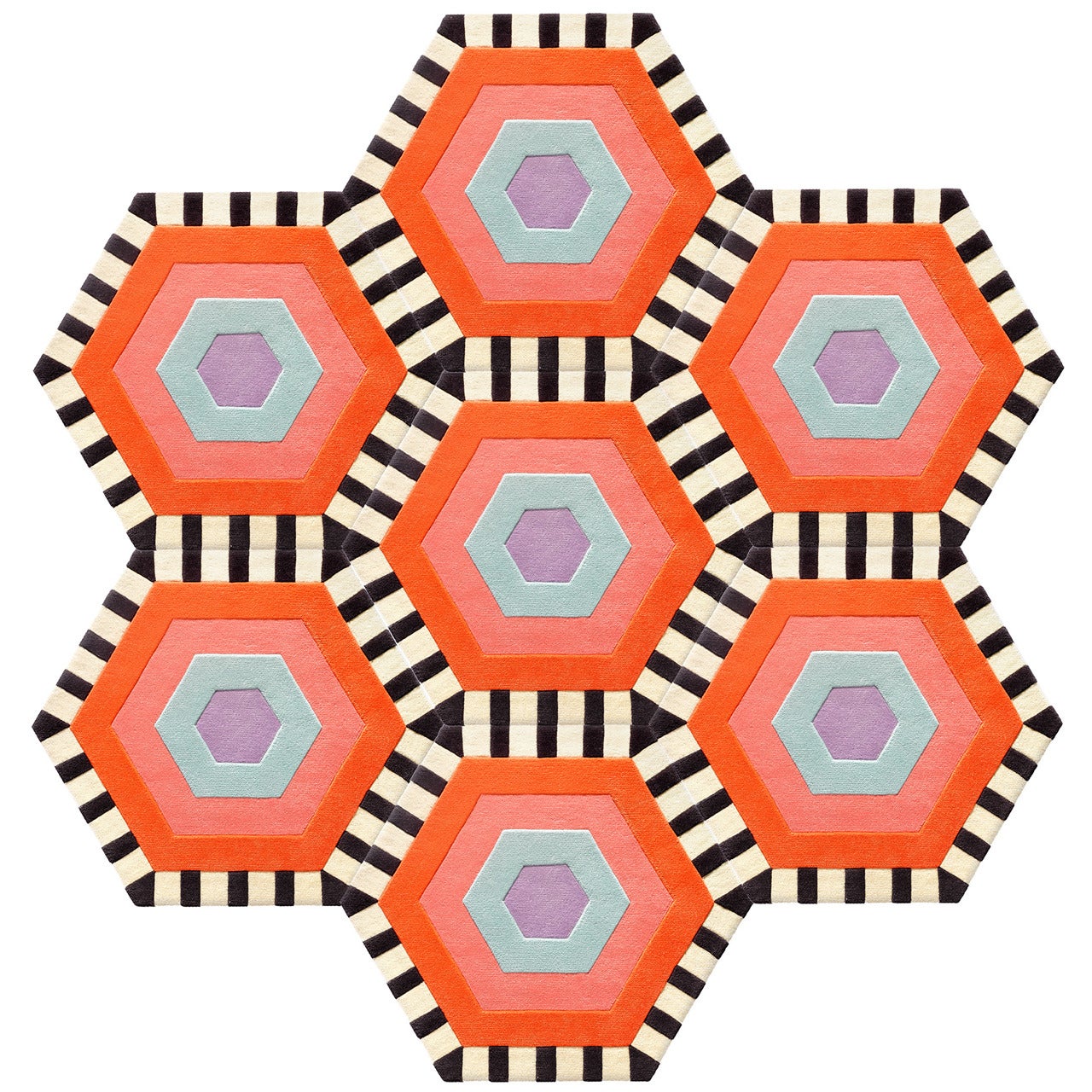 Kinder MODERN Honeycomb Swizzle Rug in 100% New Zealand Wool For Sale