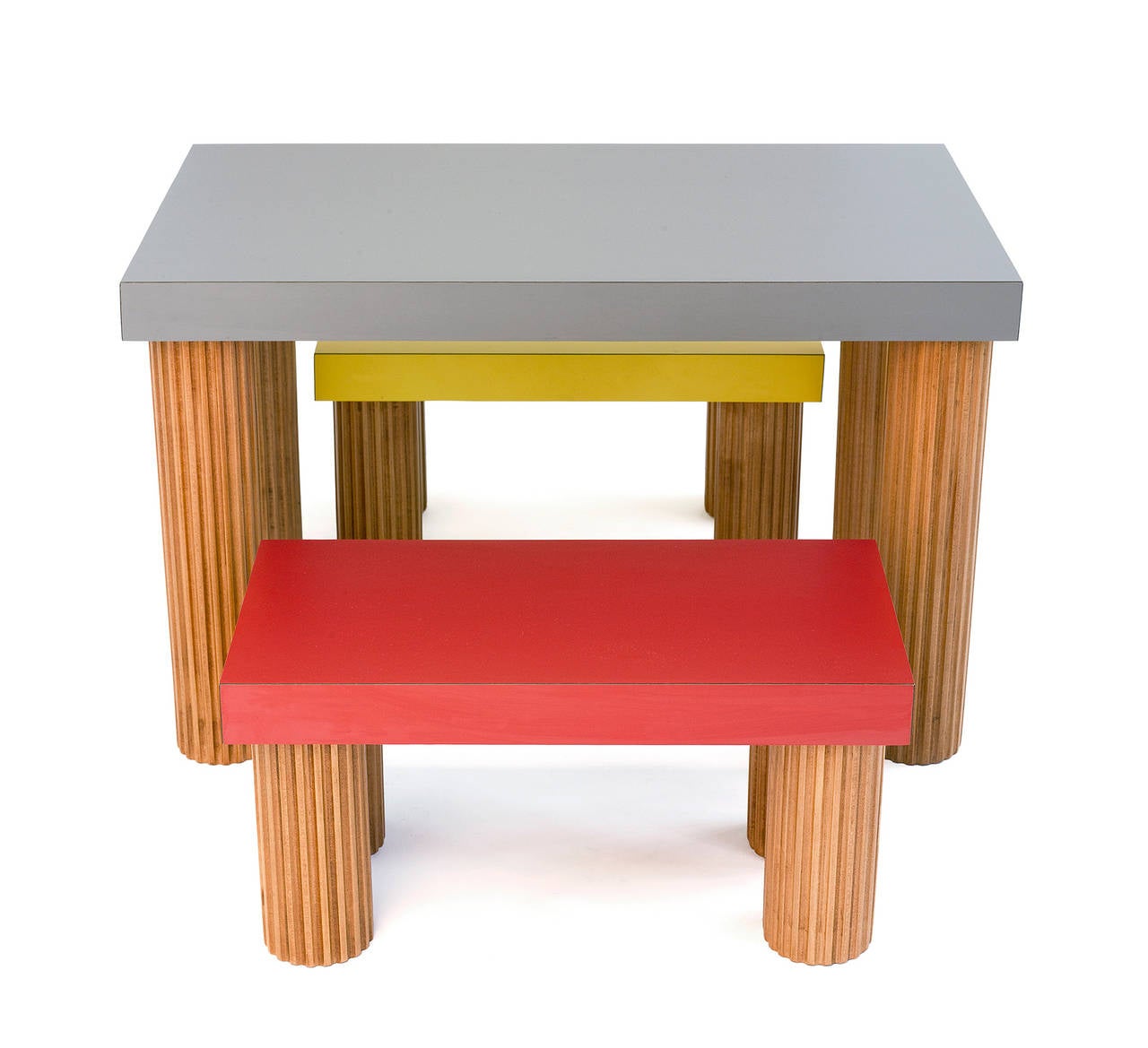 Jolly corner table set
Matthew Sullivan/AQQ Design,
Los Angeles, 2015.
Lacquered maple, laminate top.
