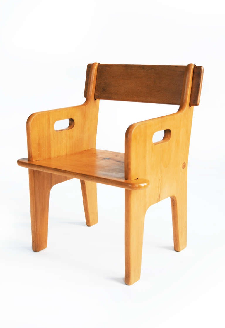 Danish Peter's Chair and Table or Child Desk Set in Wood by Hans J. Wegner, 1944 For Sale