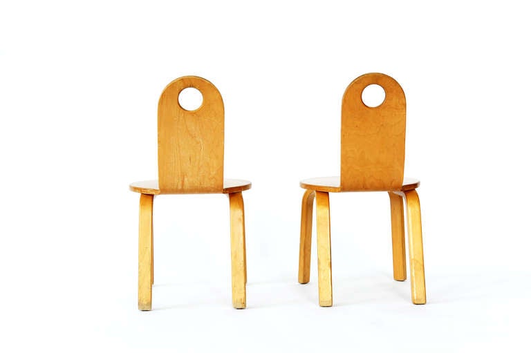 Mid-20th Century Circle Cut-Out Thonet Children's Chairs For Sale