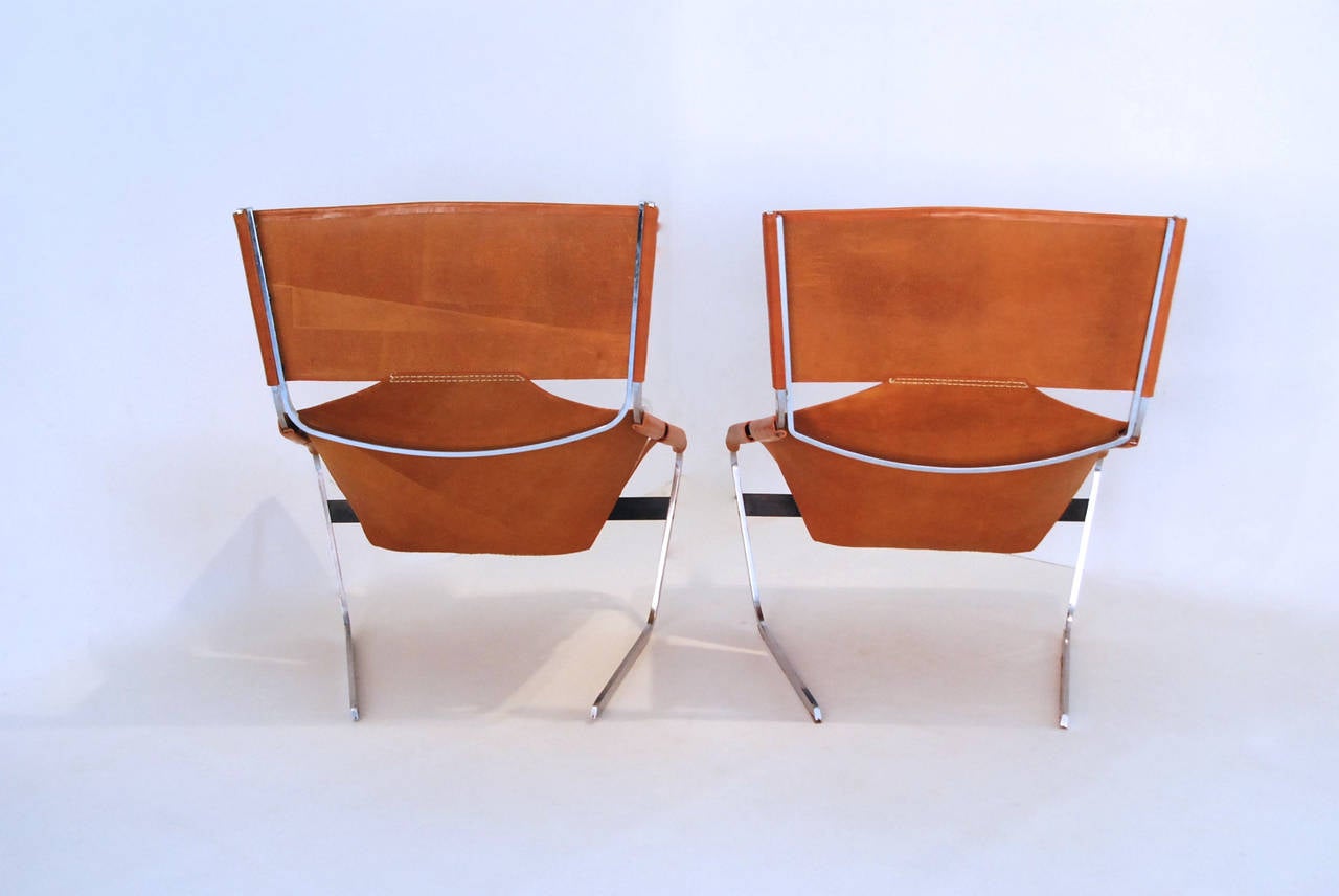Leather Pierre Paulin Pair of P444 Seats