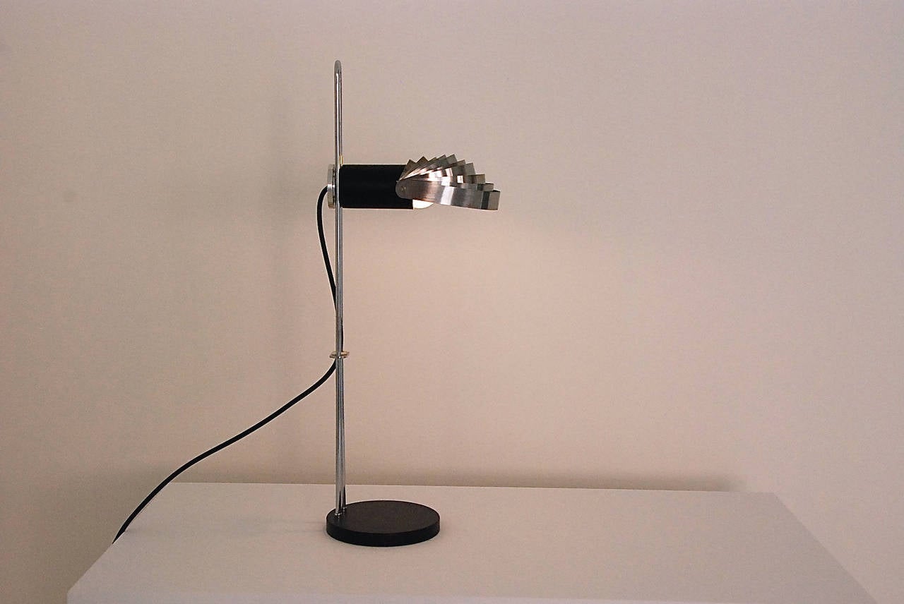 Table lamp with brushed aluminium blades,
Italy, 1960s.