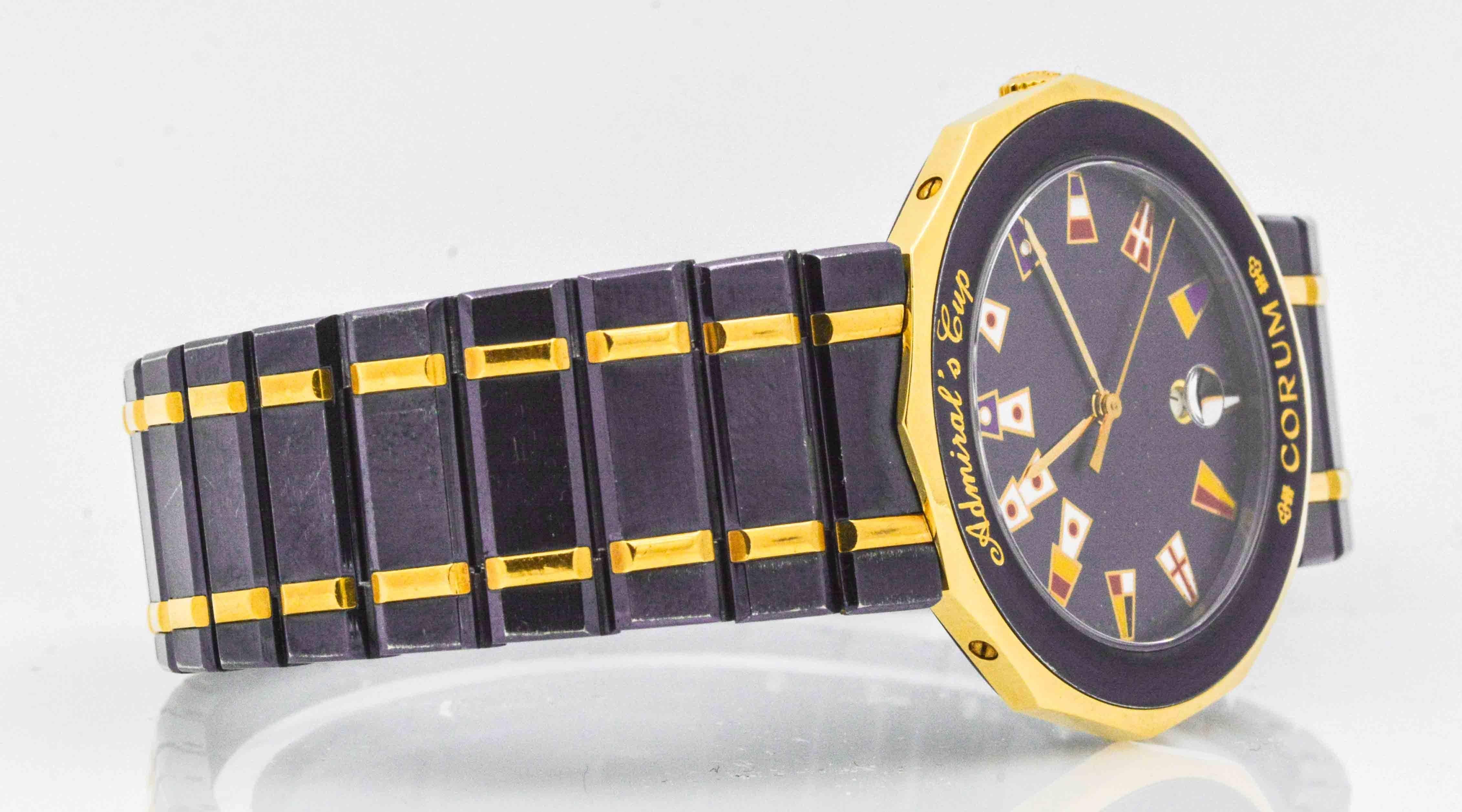 Corum Yellow Gold Blue Steel Admiral's Cup quartz Wristwatch 1