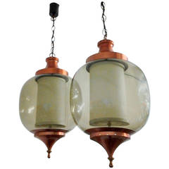 Retro Late 1950's Pair of French Lanterns