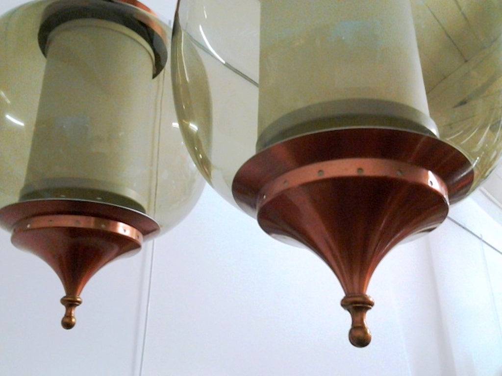 Blown Glass Late 1950's Pair of French Lanterns For Sale
