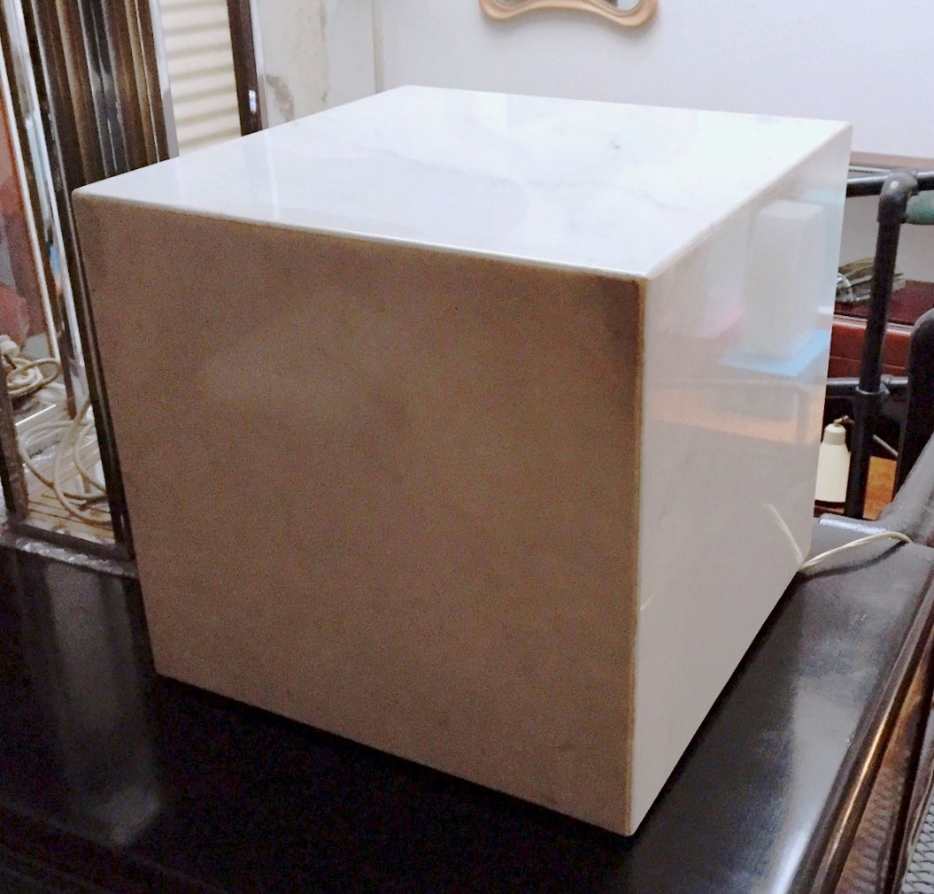 1970s Light Sculpture in White Carrara Marble