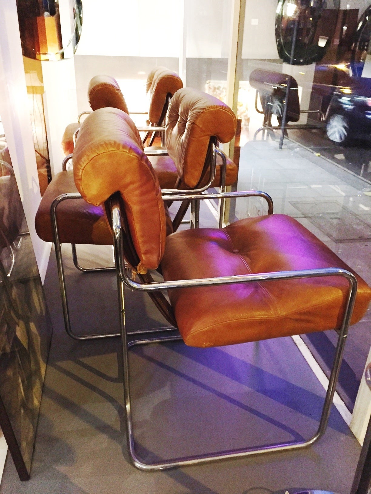 Chrome 1970s Pair Of Tucroma Chairs with Original Leather