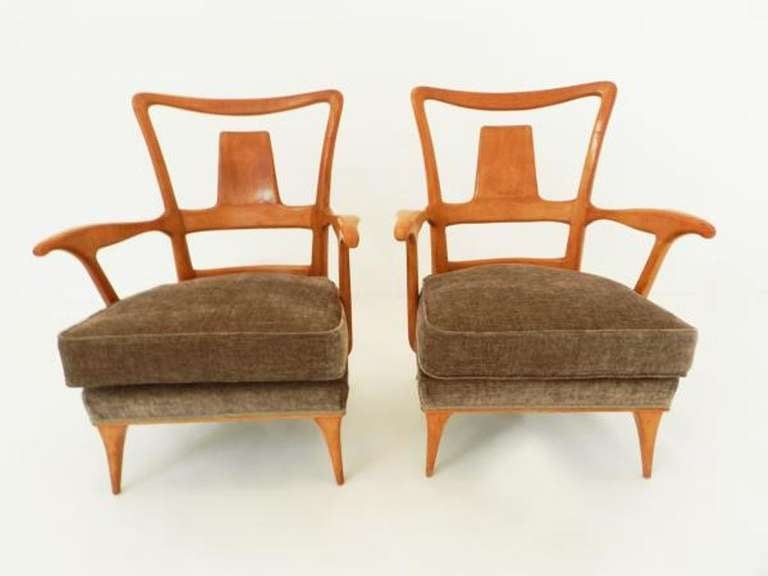 Stunning and Sleek pair of  late 1940's Armchairs