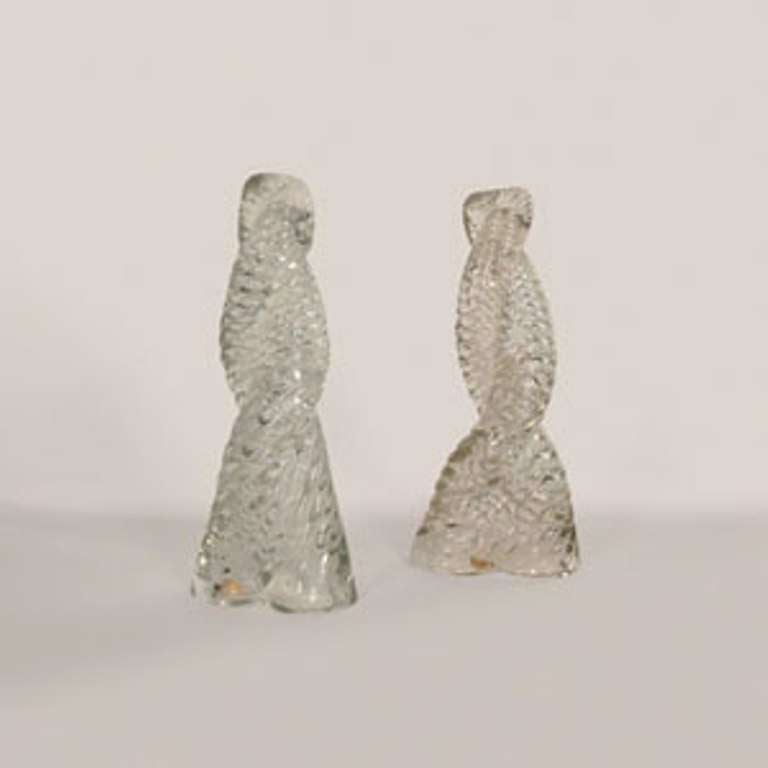 Two exeptionals 1930's  Venini Glass Ornaments / Obelisks by Paolo Venini, One has still a piece of  remaining old tag.
Published in Venini Catalogo Blu, page 37