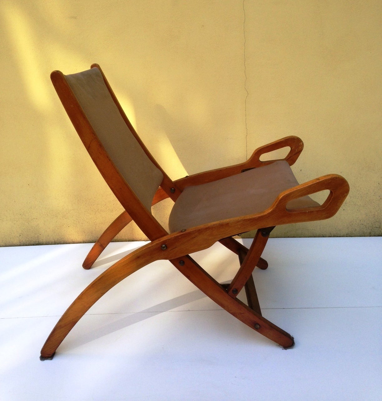 Italian 1950s Folding Beech Chair 