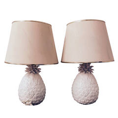 Vintage 1960s Ceramic Pineapple Tabel Lamps