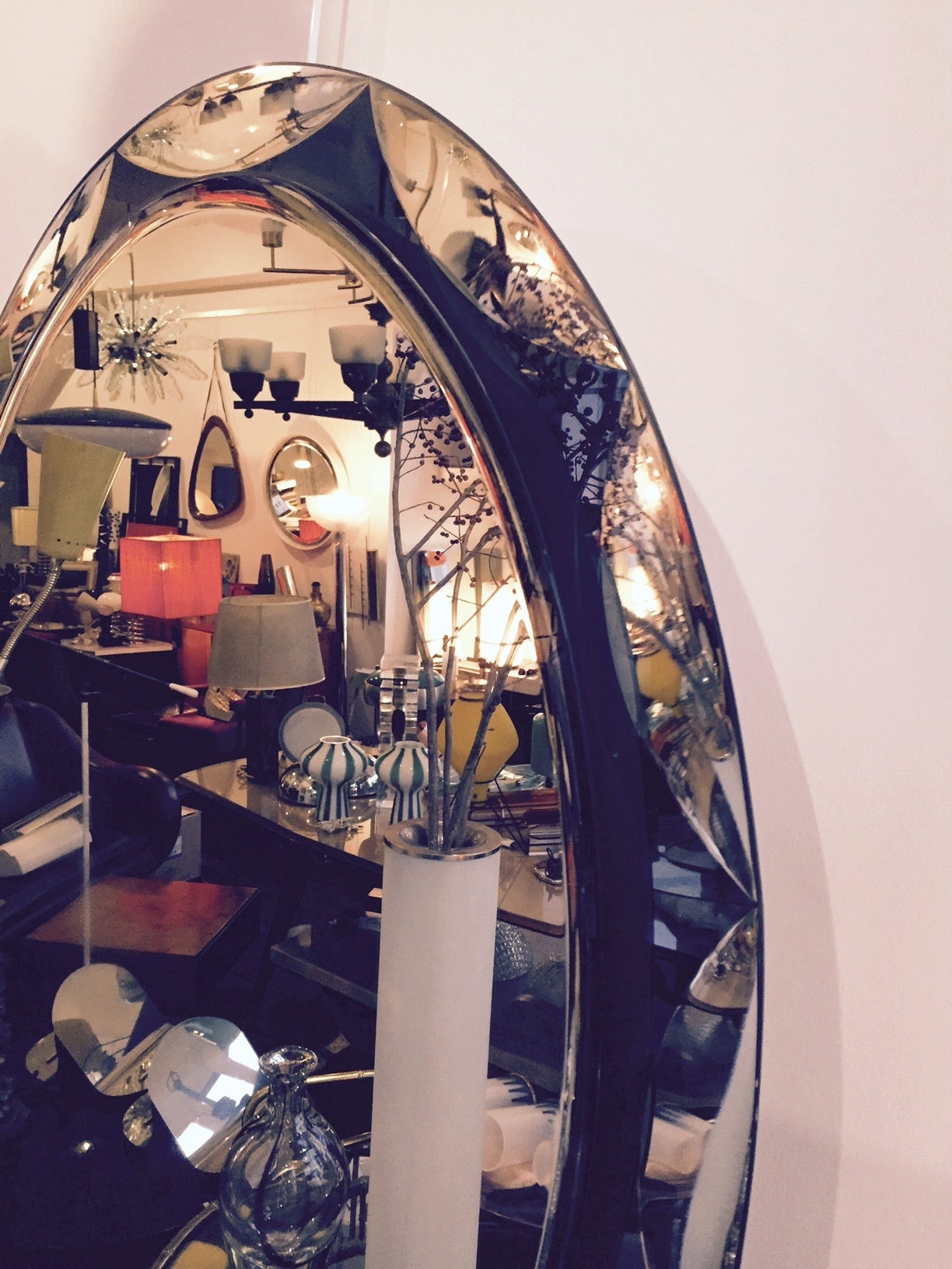 Italian 1950s Oval Mirror by Cristal Art