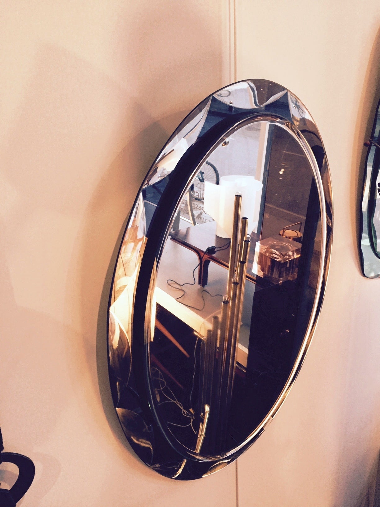 1950s Oval Mirror by Cristal Art In Excellent Condition In London, GB
