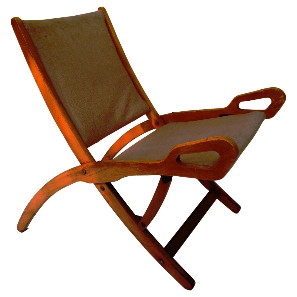 1950s Folding Beech Chair "Ninfea" by Gio' Ponti For Sale