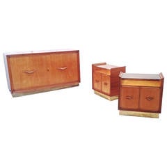 1940s Chest of Drawers and Bedside Tables in the Style of Atelier Borsani