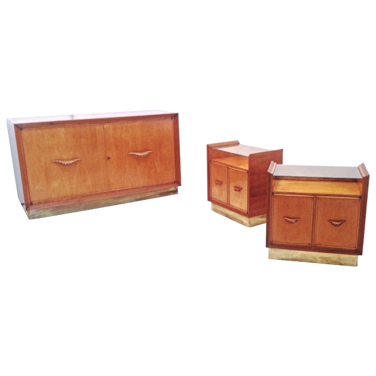 1940s Chest of Drawers and Bedside Tables in the Style of Atelier Borsani For Sale