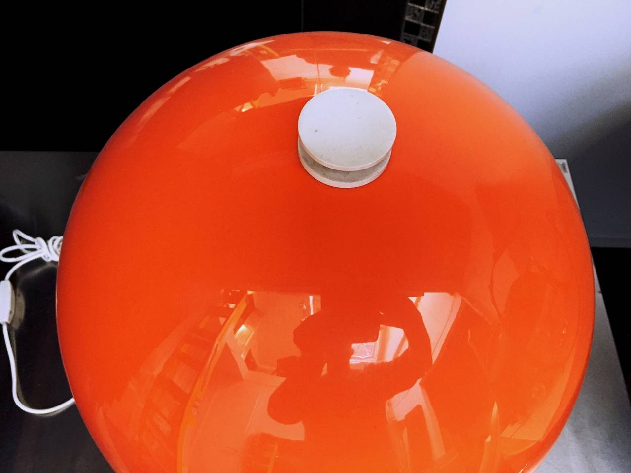 Italian 1970s Orange Guzzini Table Lamp