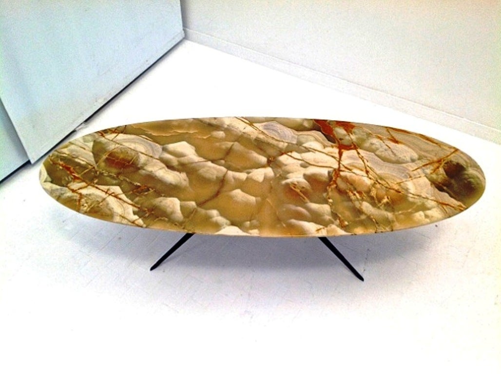 1950s Large Italian, Cast Aluminium and Onyx Coffee Table In Excellent Condition In London, GB
