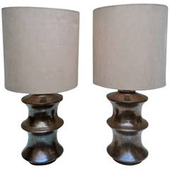 1970s Pair of Elegant Italian Ceramic Table Lamps