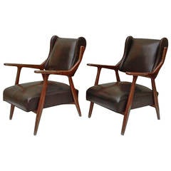 1950s Stunning Sculptural Armchairs in the Style of Gio Ponti