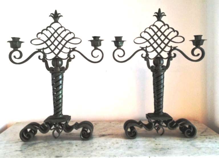 1930's Wrought Iron Candelabra For Sale 2