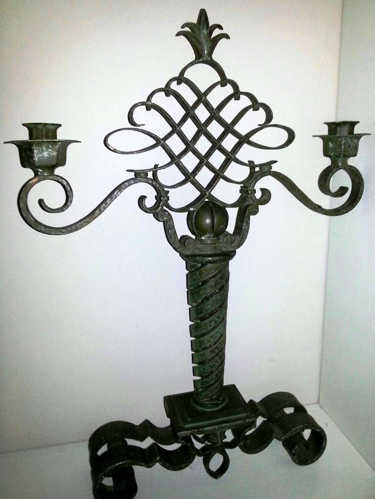 Italian 1930's Wrought Iron Candelabra For Sale