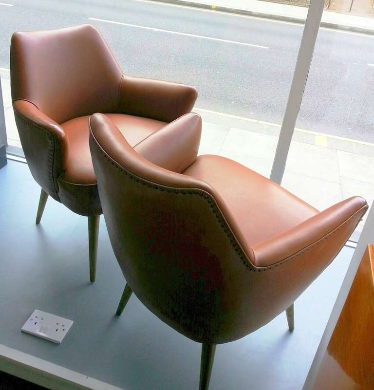 Mid-20th Century 1949's Elegant Armchairs by U. Nordio for the Conte di Biancamano Cruise Ship
