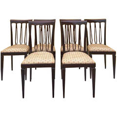 1950s Set of Six Elegant Italian Chairs in the Manner of Paolo Buffa