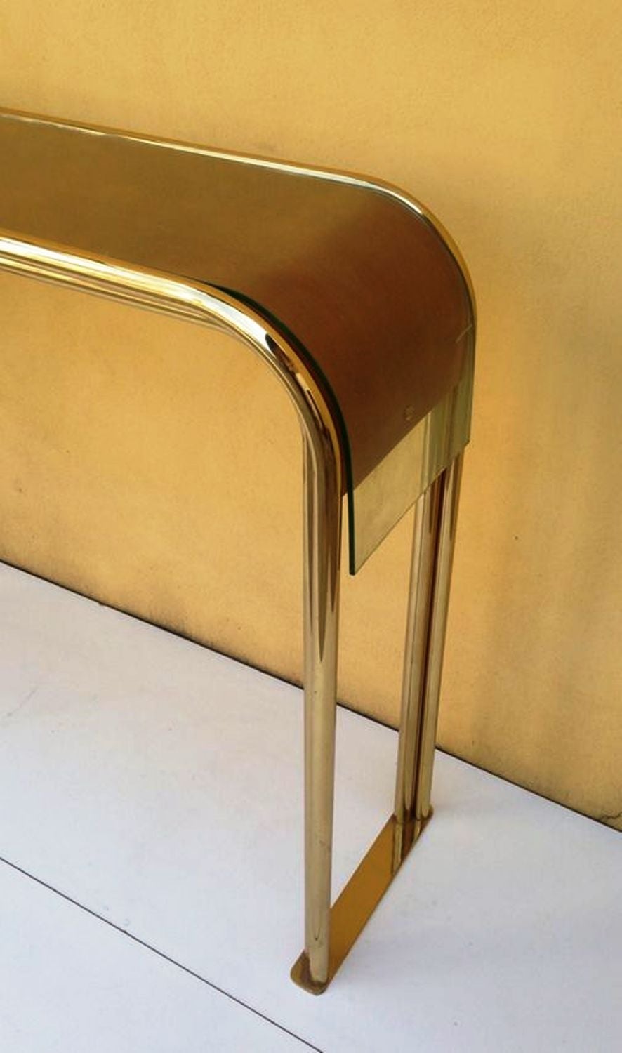 Brass 1970s Sleek Italian Console Table For Sale