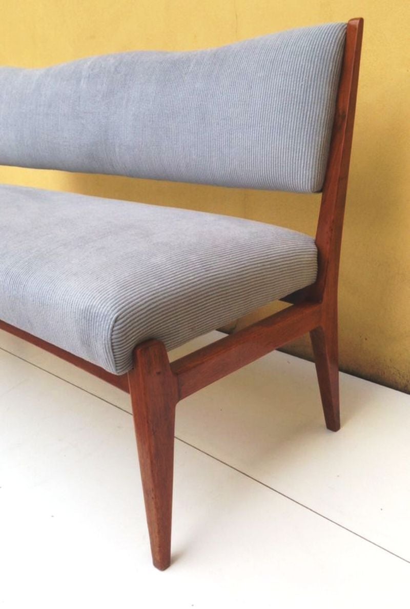 Elegant  early 1950's Italian bench reminiscent  the design of the best designers such as  Carlo De Carli / Gio' Ponti .