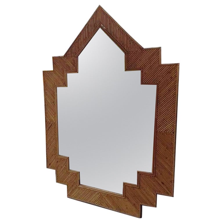 Late 1970s Large Mirror in Rattan
