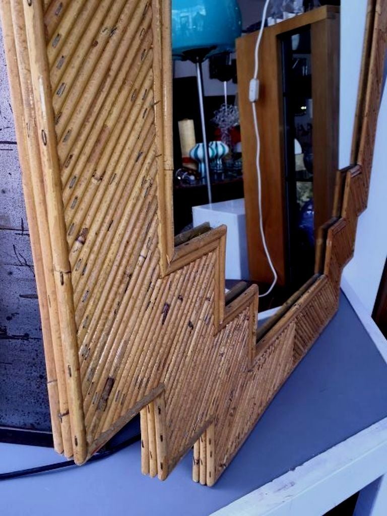 Late 1970s Large Mirror in Rattan 1