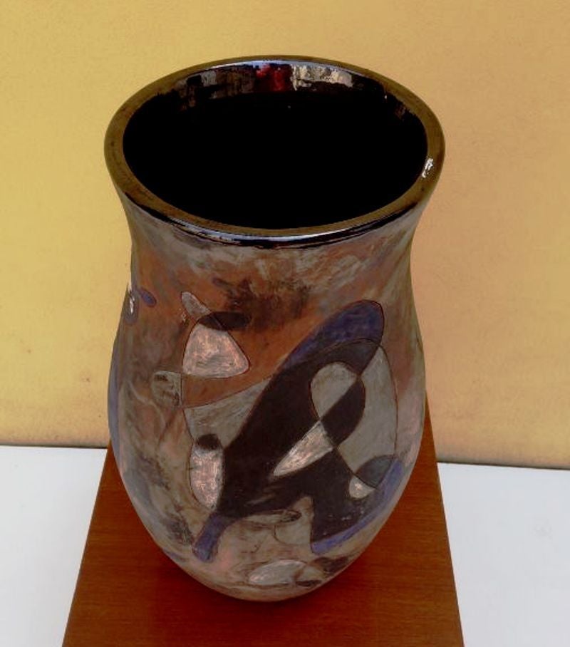 Mid-20th Century 1950s Outstanding, Agenore Fabbri, Large Vase in Glazed Terracotta For Sale