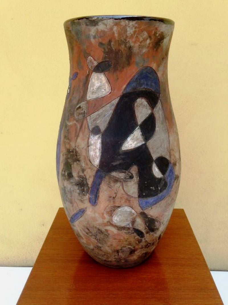 1950s Outstanding, Agenore Fabbri, Large Vase in Glazed Terracotta