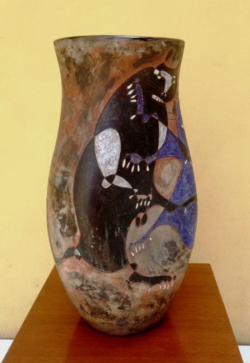 Italian 1950s Outstanding, Agenore Fabbri, Large Vase in Glazed Terracotta For Sale