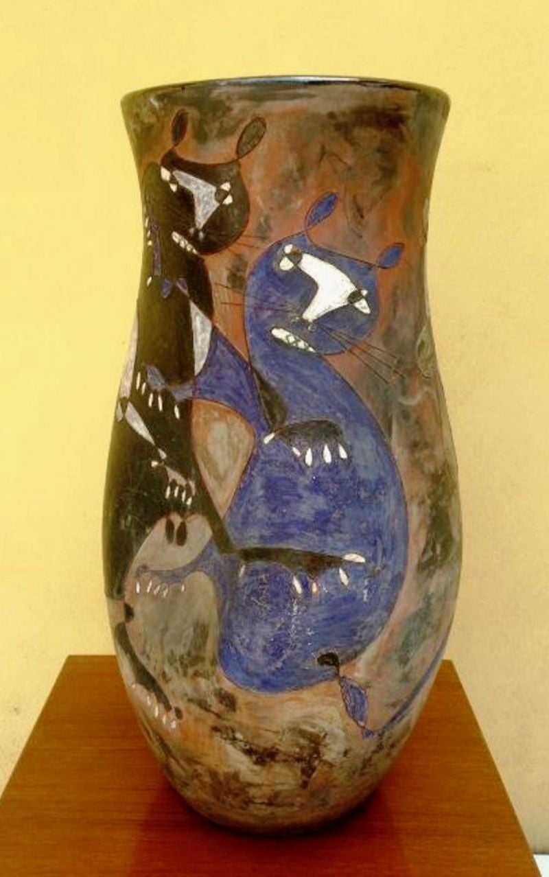 1950s Outstanding, Agenore Fabbri, Large Vase in Glazed Terracotta In Excellent Condition For Sale In London, GB
