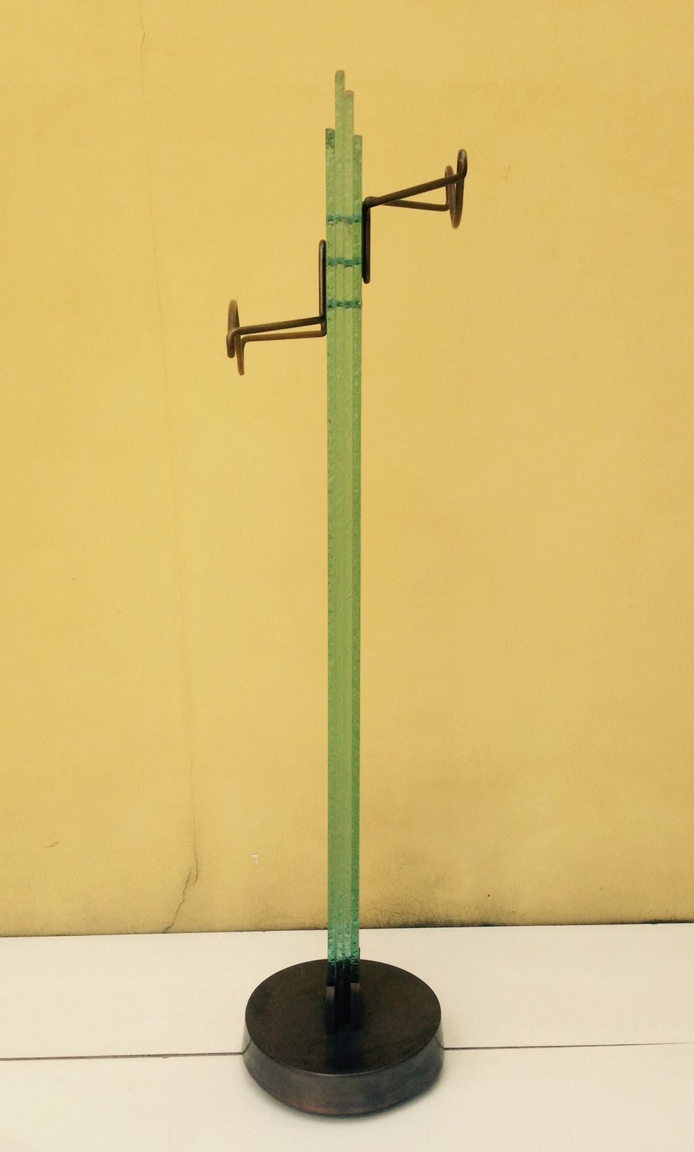 1970s Stunning Coat Stand in Glass and Brass