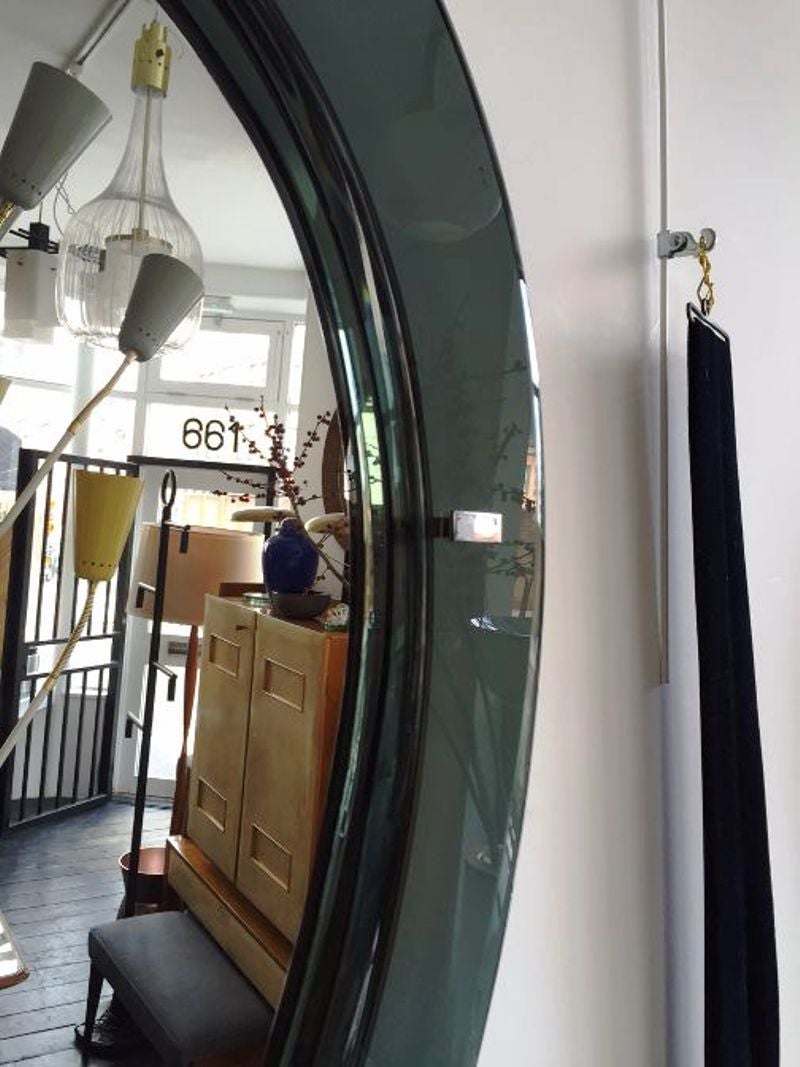 Mid-20th Century 1960s Smoked Green-Gray Glass Framed Tear Drop Mirror For Sale