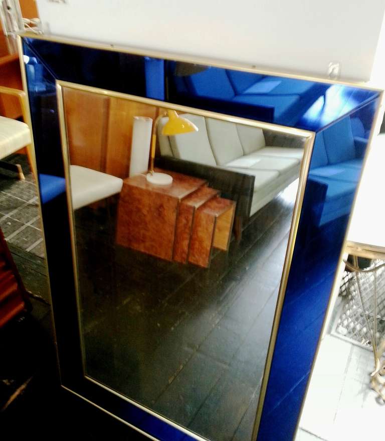 Amazing 1950's Blue Mirror In Excellent Condition In London, GB