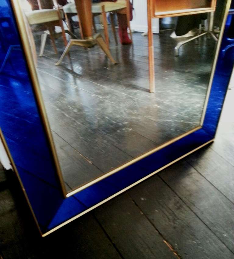 Mid-20th Century Amazing 1950's Blue Mirror