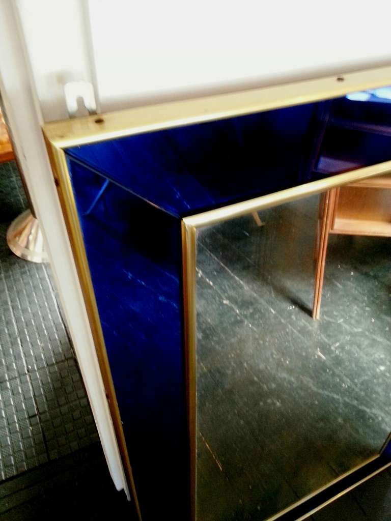 Wood Amazing 1950's Blue Mirror