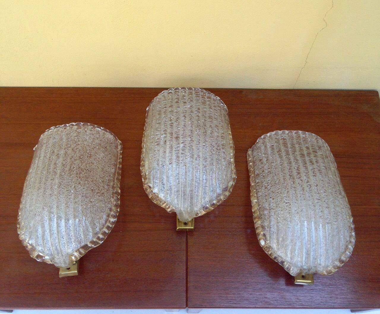 Italian 1950s Pair of  Barovier Wall Lights For Sale