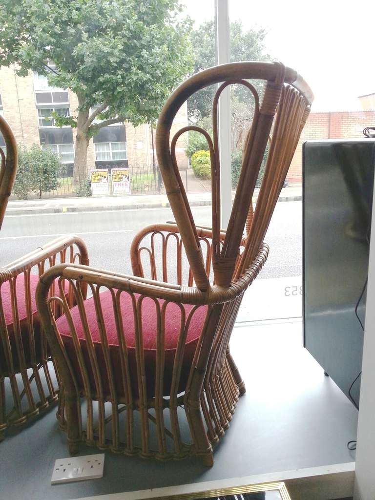Italian Fantastic 1950s Pair of Wicker Armchairs For Sale
