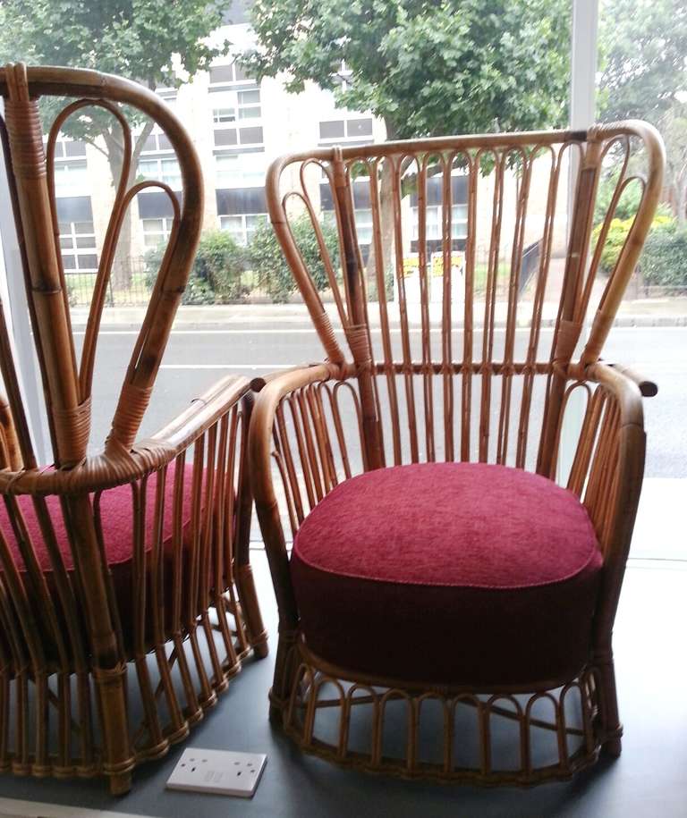 Fantastic 1950s Pair of Wicker Armchairs For Sale 5