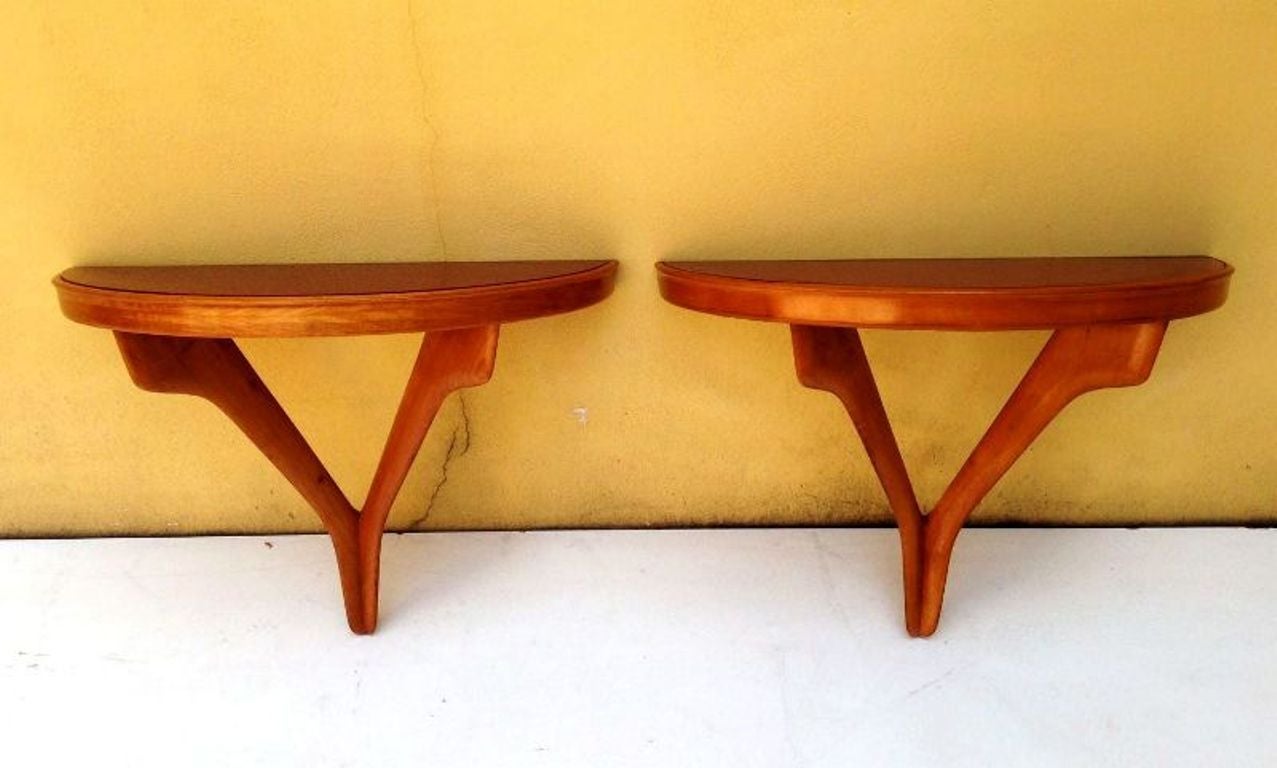 1950s Italian Small Consoles or Bed Side Tables Attributed to Cesare Lacca For Sale 2